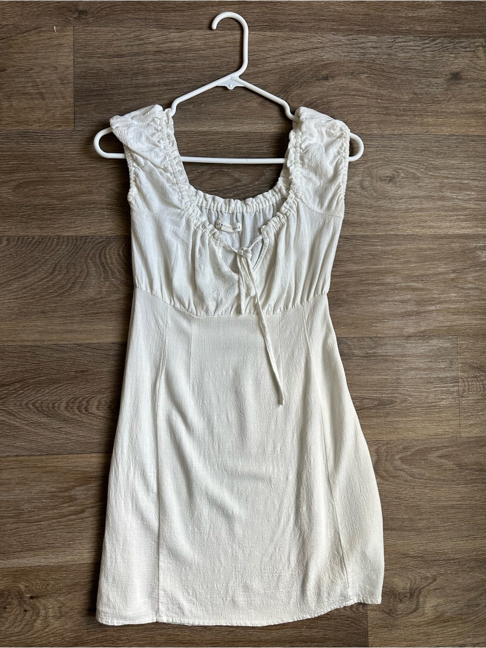 Aeropostale White Milkmaid Mini Dress XS Cottagecore Coquette Ruched Tie Front